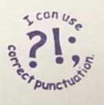 Teacher Stamp Small Round - I can use correct punctuation - purple ink - Teach Fun Oz Resources