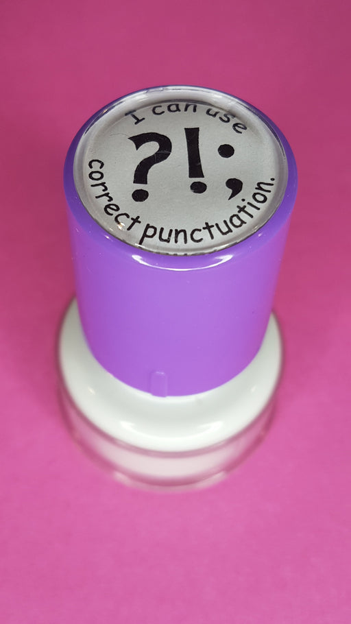 Teacher Stamp Small Round - I can use correct punctuation - purple ink - Teach Fun Oz Resources