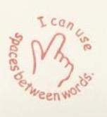 Teacher Stamp Small Round - I can use spaces between words - red ink - Teach Fun Oz Resources