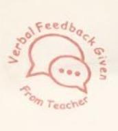 Teacher Stamp Small Round - Verbal Feedback Given From Teacher - red ink - Teach Fun Oz Resources