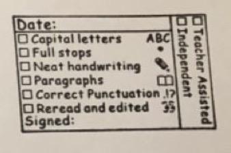 Upper Primary Writing Checklist Small - Teacher Stamp - black ink - Teach Fun Oz Resources
