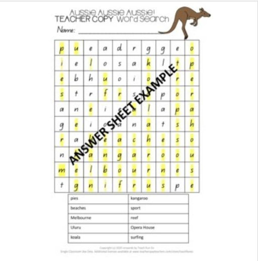 Word Search Template Editable Find a Word Grid for Spelling or Theme Words - Teach Fun Oz Resources