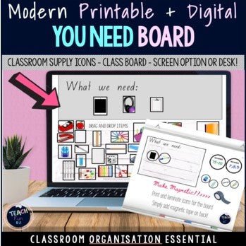 You Need Board Classroom Supply Cards Icons - Digital and Print Modern Designs - Teach Fun Oz Resources